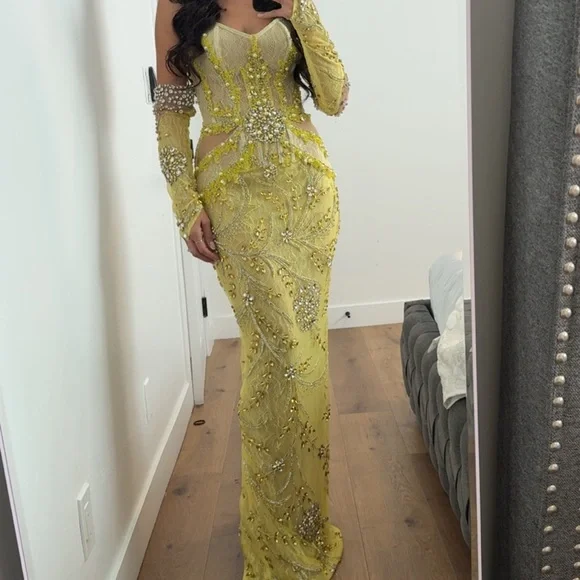 Strapless Yellow Embellished Dress Tabja - Picture 6 of 11